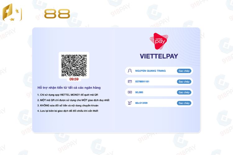 Cập nhật các thông tin thanh toán, nạp tiền bằng hình thức Viettel Pay