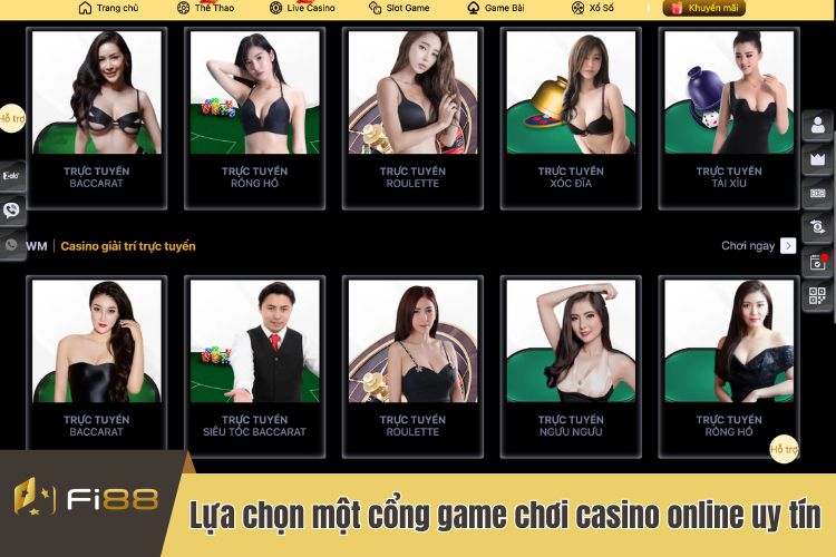 Lựa chọn một cổng game chơi casino online uy tín